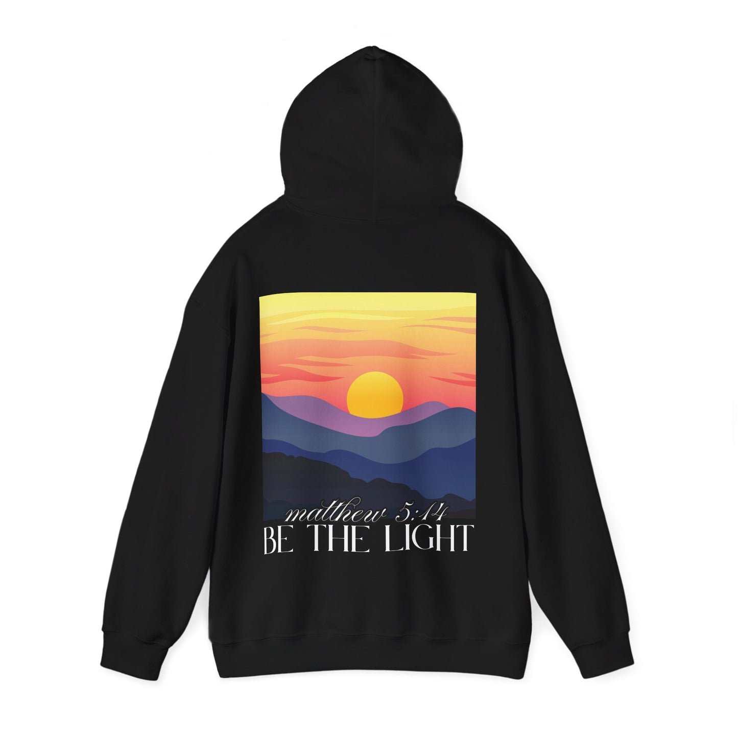 "Be the Light" Cozy Hoodie - Inspirational phrase from Matthew 5:14