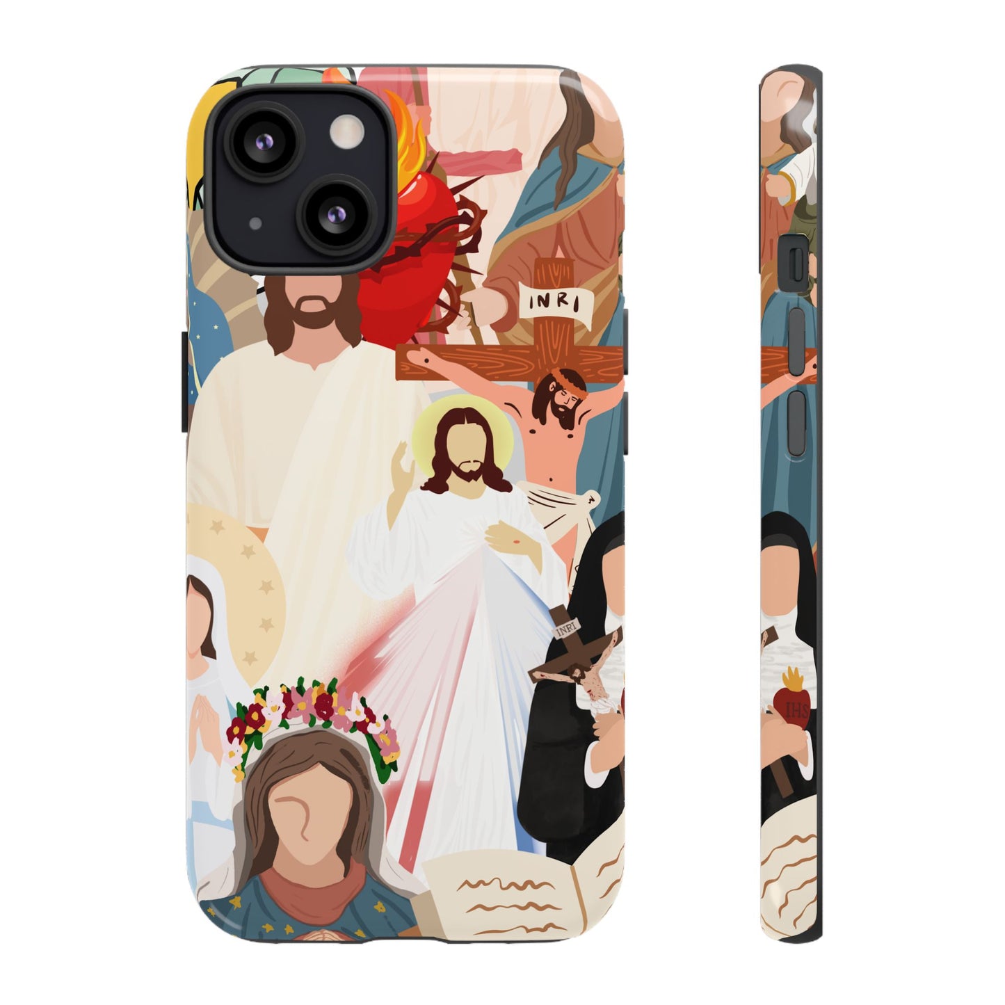 Vibrant Phone Case with Religious Art, Faith-Inspired Design