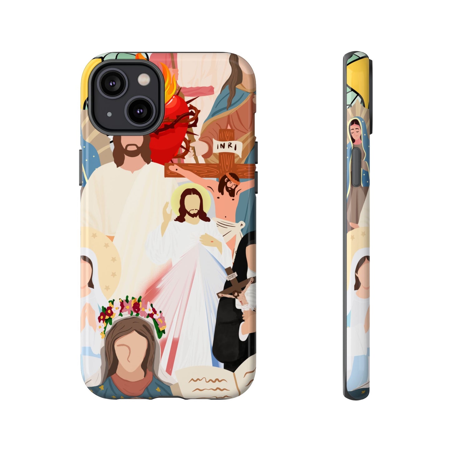 Vibrant Phone Case with Religious Art, Faith-Inspired Design