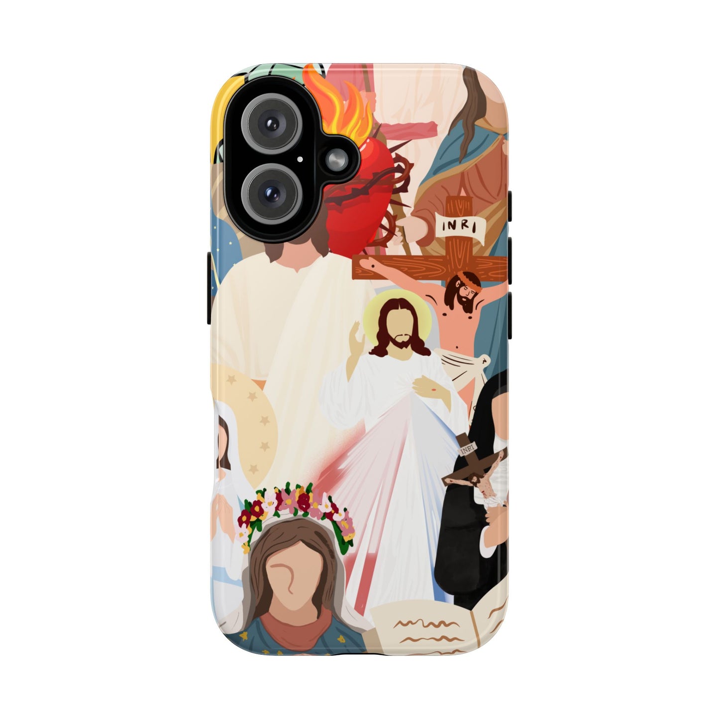 Vibrant Phone Case with Religious Art, Faith-Inspired Design