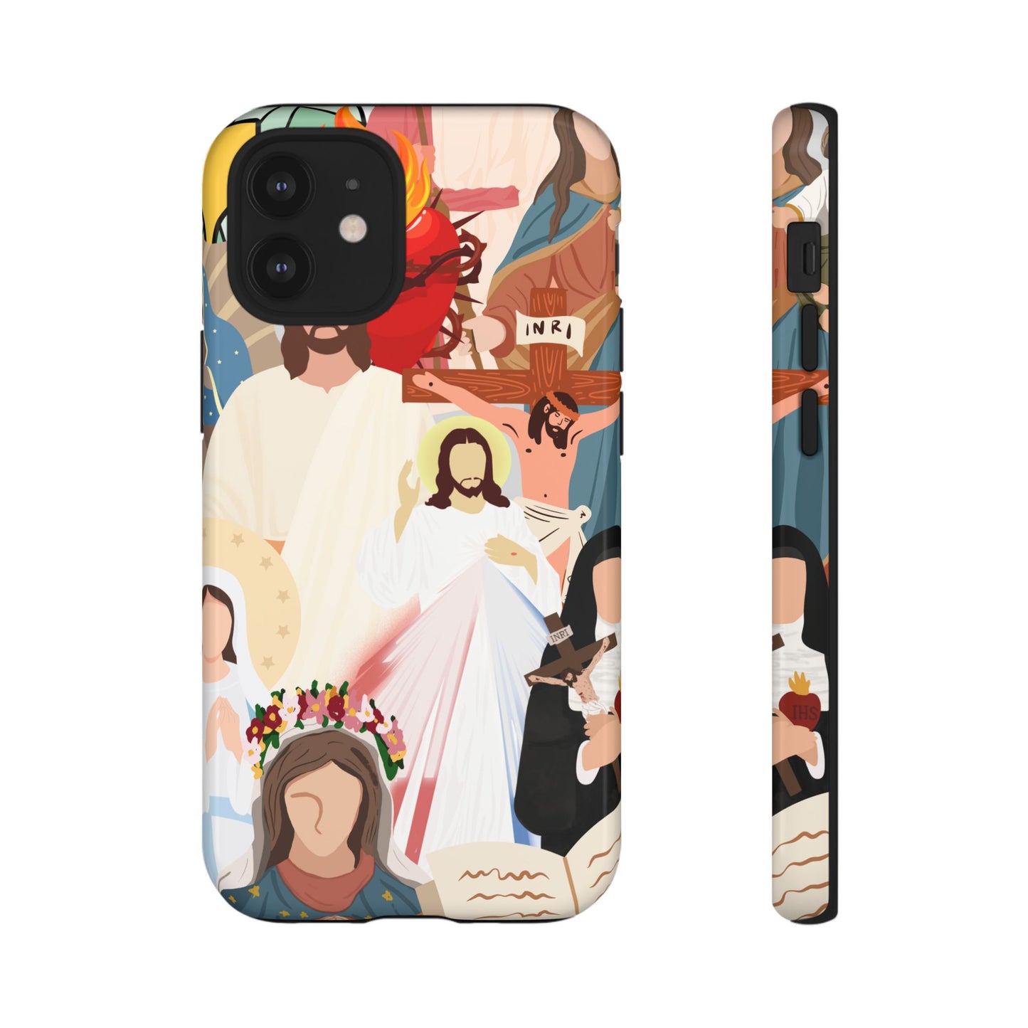 Vibrant Phone Case with Religious Art, Faith-Inspired Design