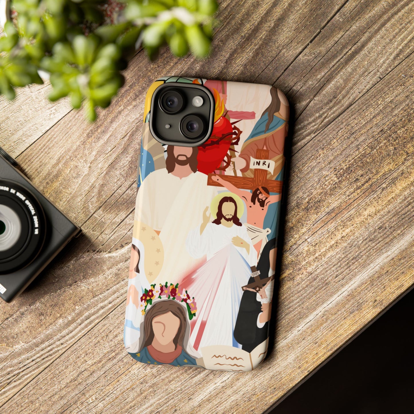 Vibrant Phone Case with Religious Art, Faith-Inspired Design