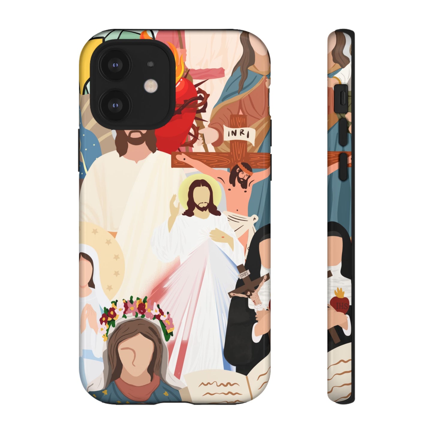 Vibrant Phone Case with Religious Art, Faith-Inspired Design