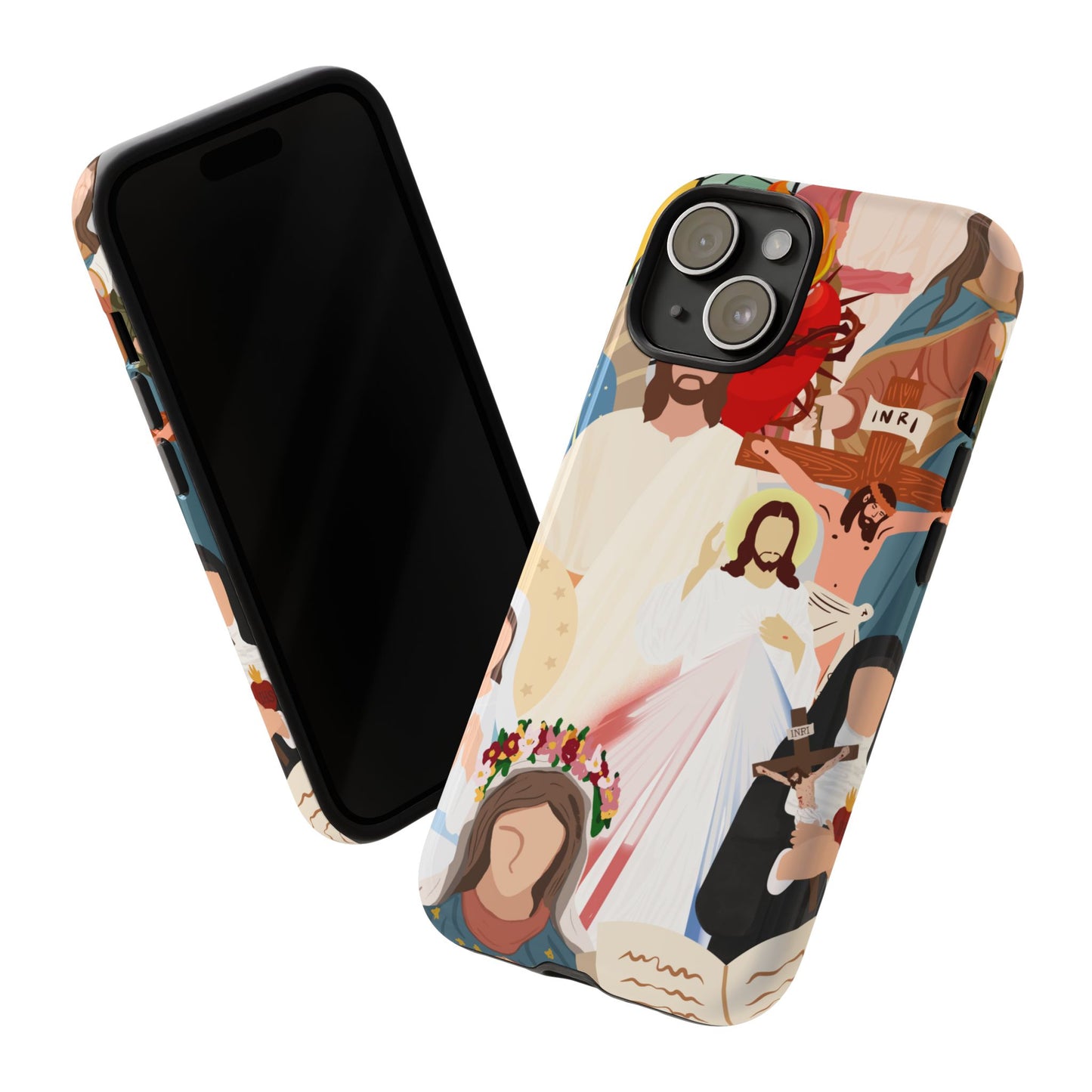 Vibrant Phone Case with Religious Art, Faith-Inspired Design