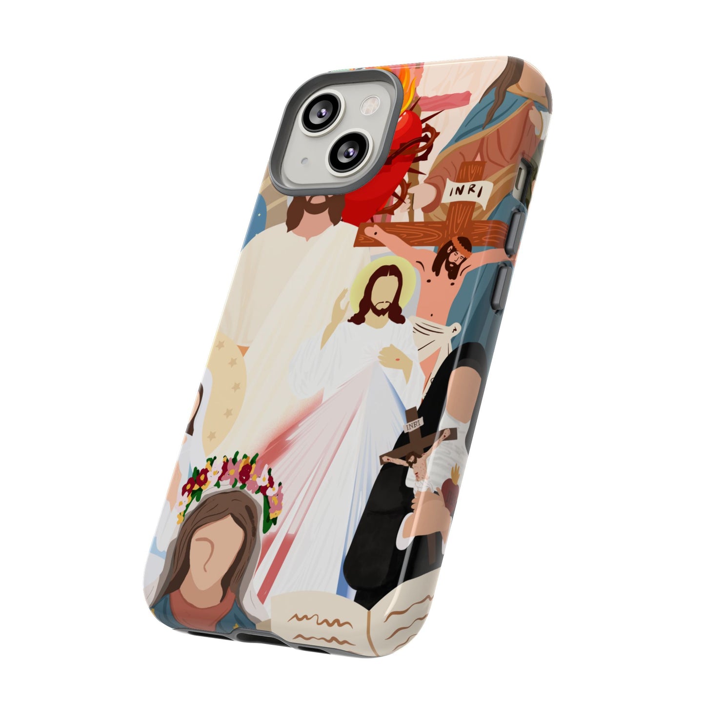 Vibrant Phone Case with Religious Art, Faith-Inspired Design