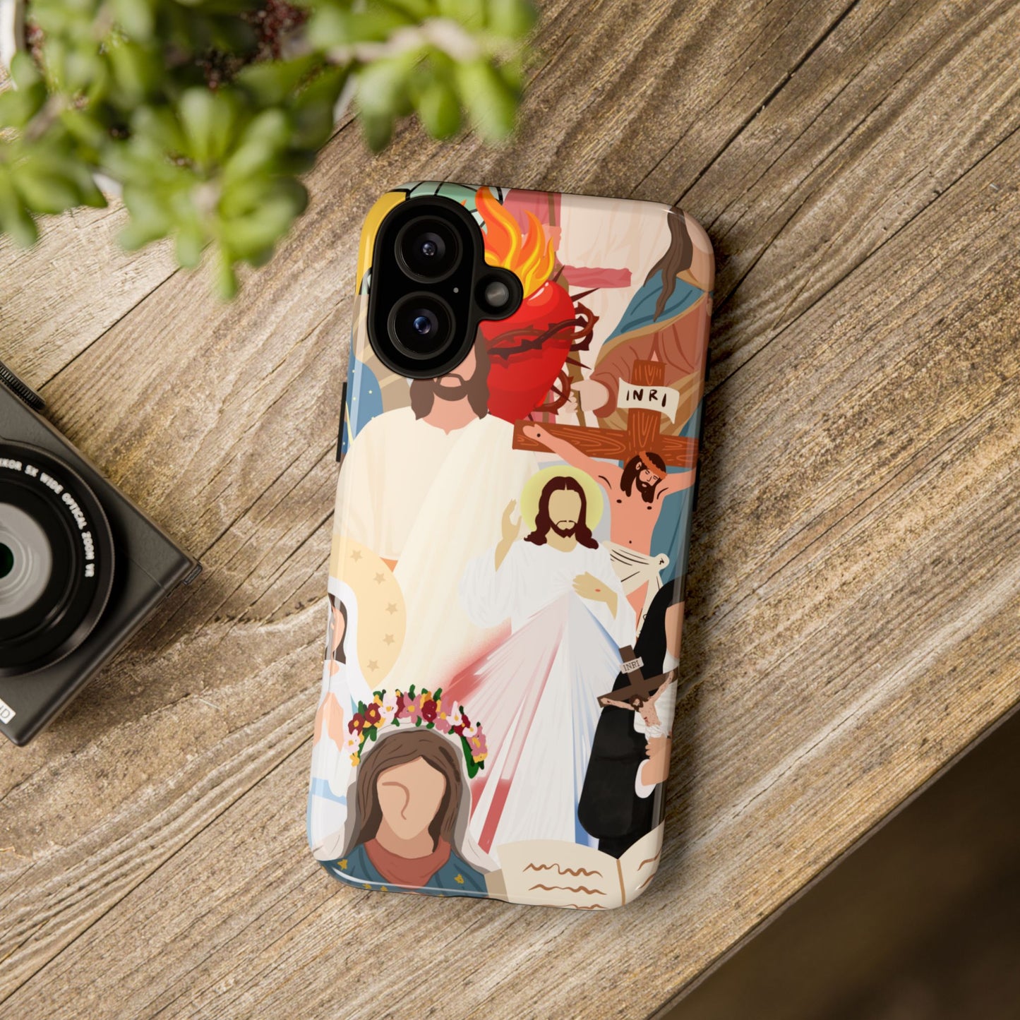 Vibrant Phone Case with Religious Art, Faith-Inspired Design
