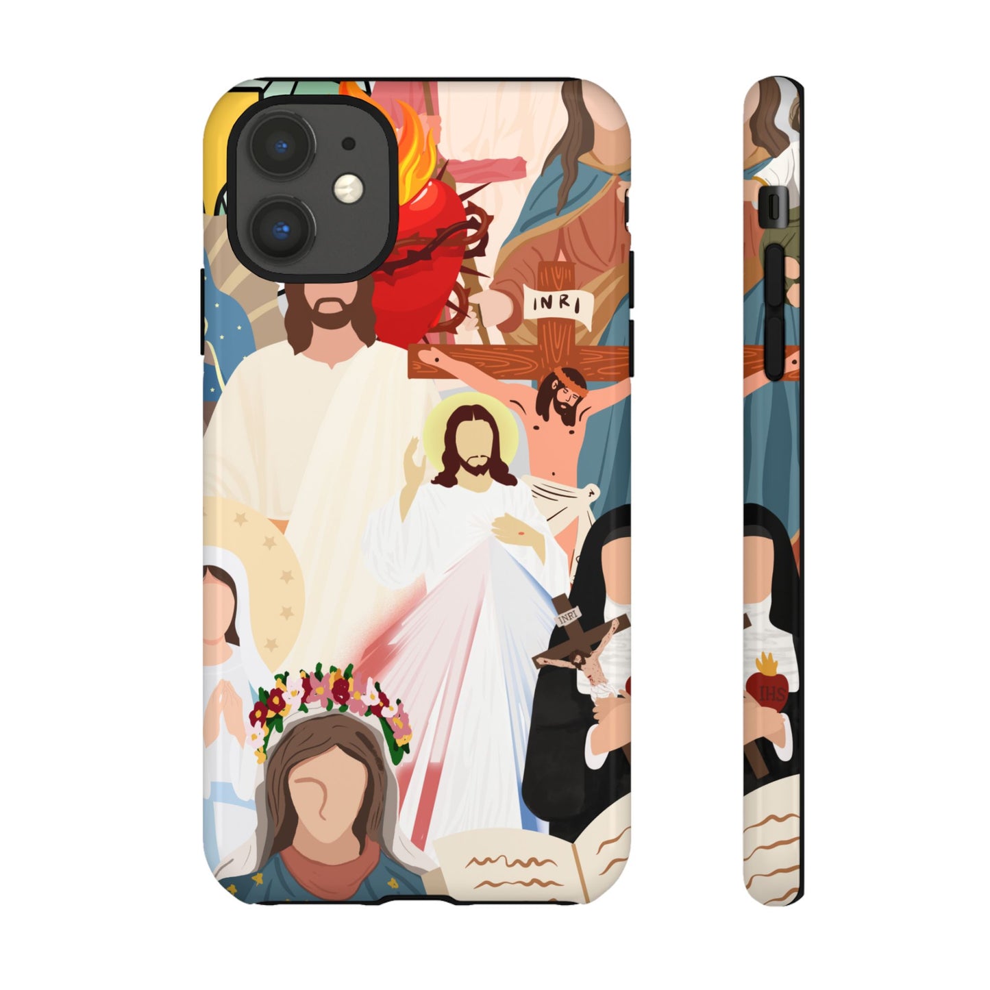 Vibrant Phone Case with Religious Art, Faith-Inspired Design