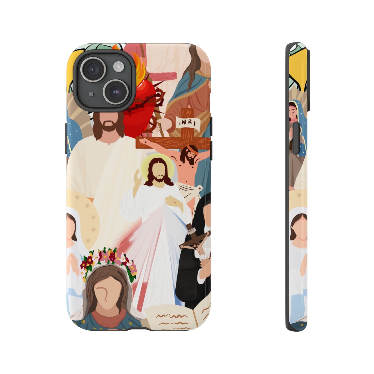 Vibrant Phone Case with Religious Art, Faith-Inspired Design