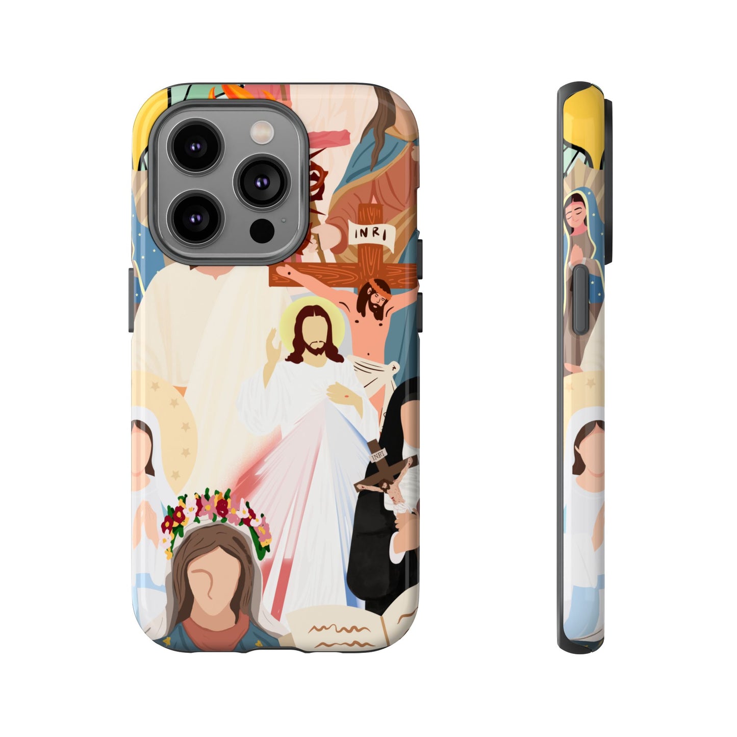 Vibrant Phone Case with Religious Art, Faith-Inspired Design