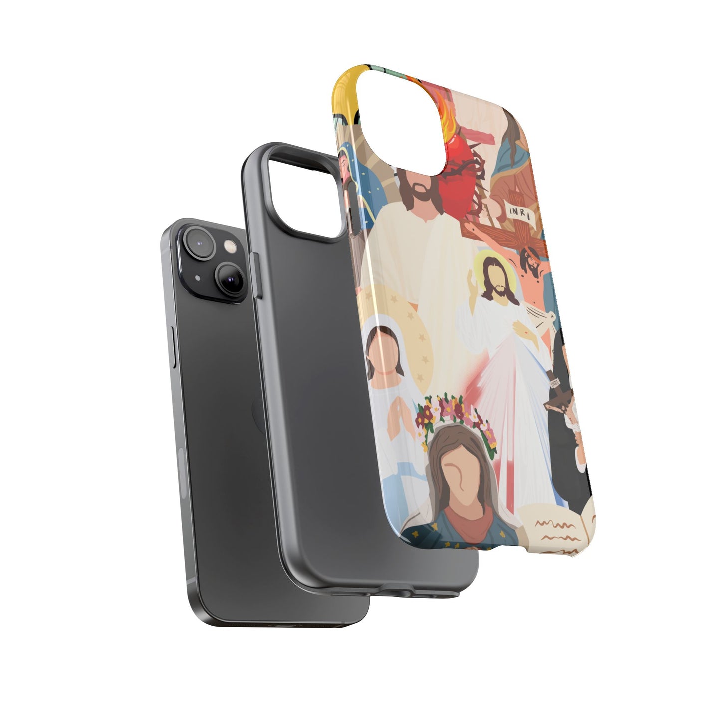 Vibrant Phone Case with Religious Art, Faith-Inspired Design