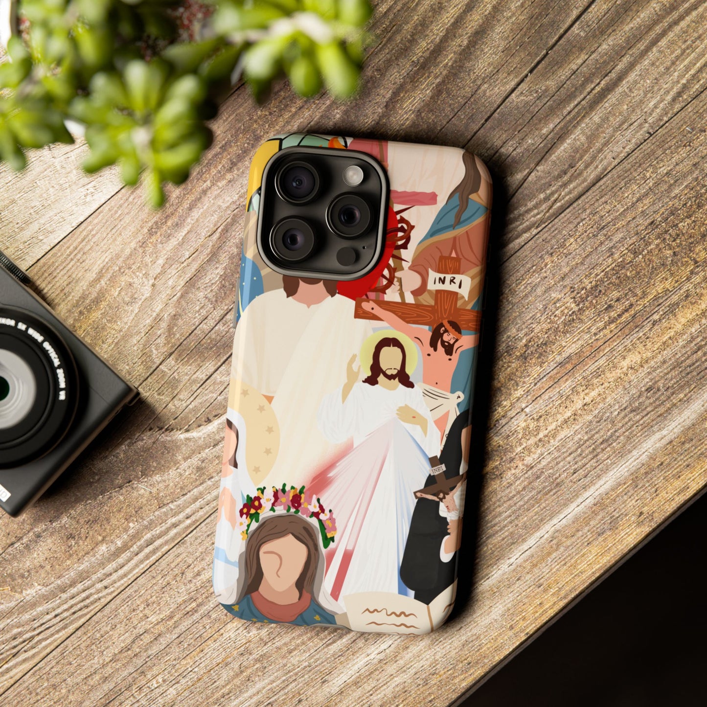 Vibrant Phone Case with Religious Art, Faith-Inspired Design