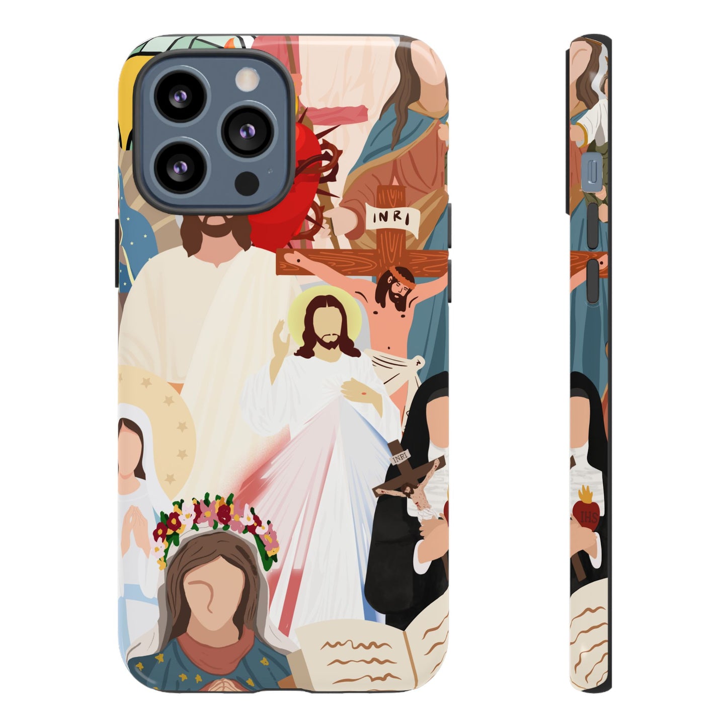 Vibrant Phone Case with Religious Art, Faith-Inspired Design