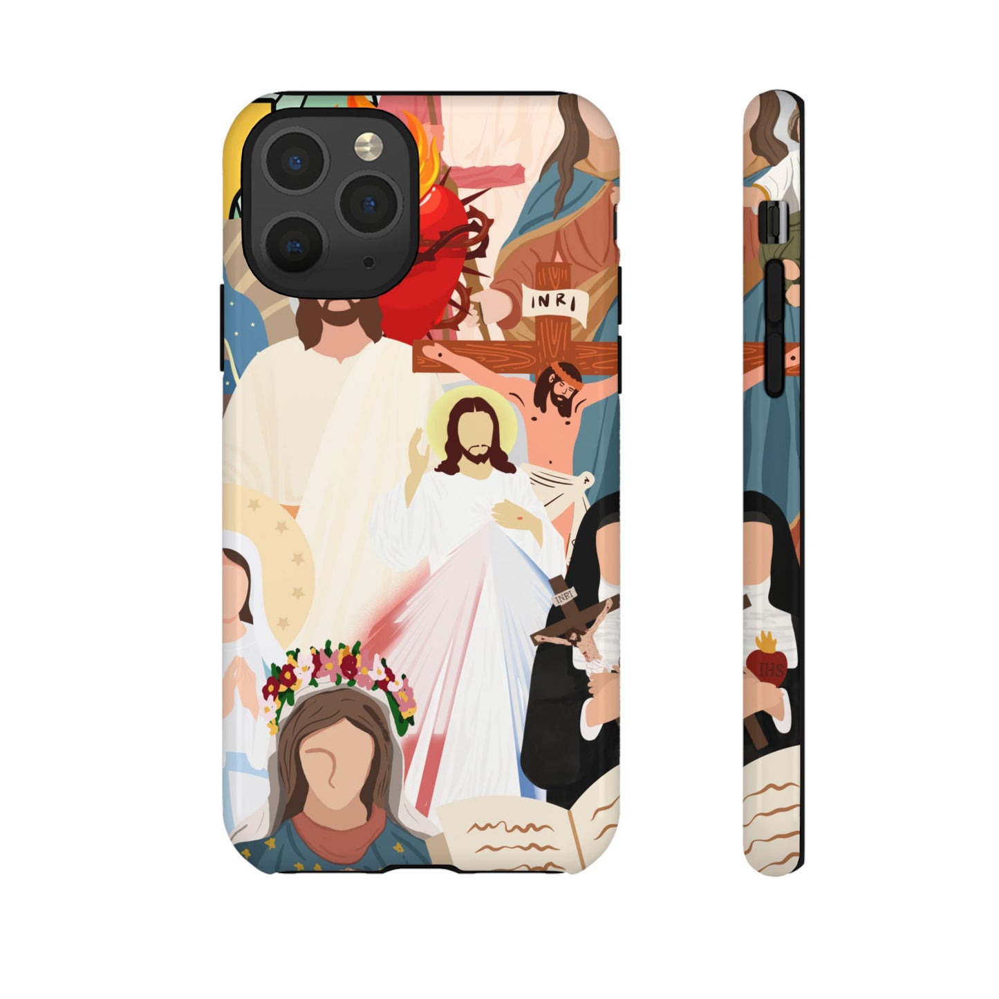 Vibrant Phone Case with Religious Art, Faith-Inspired Design