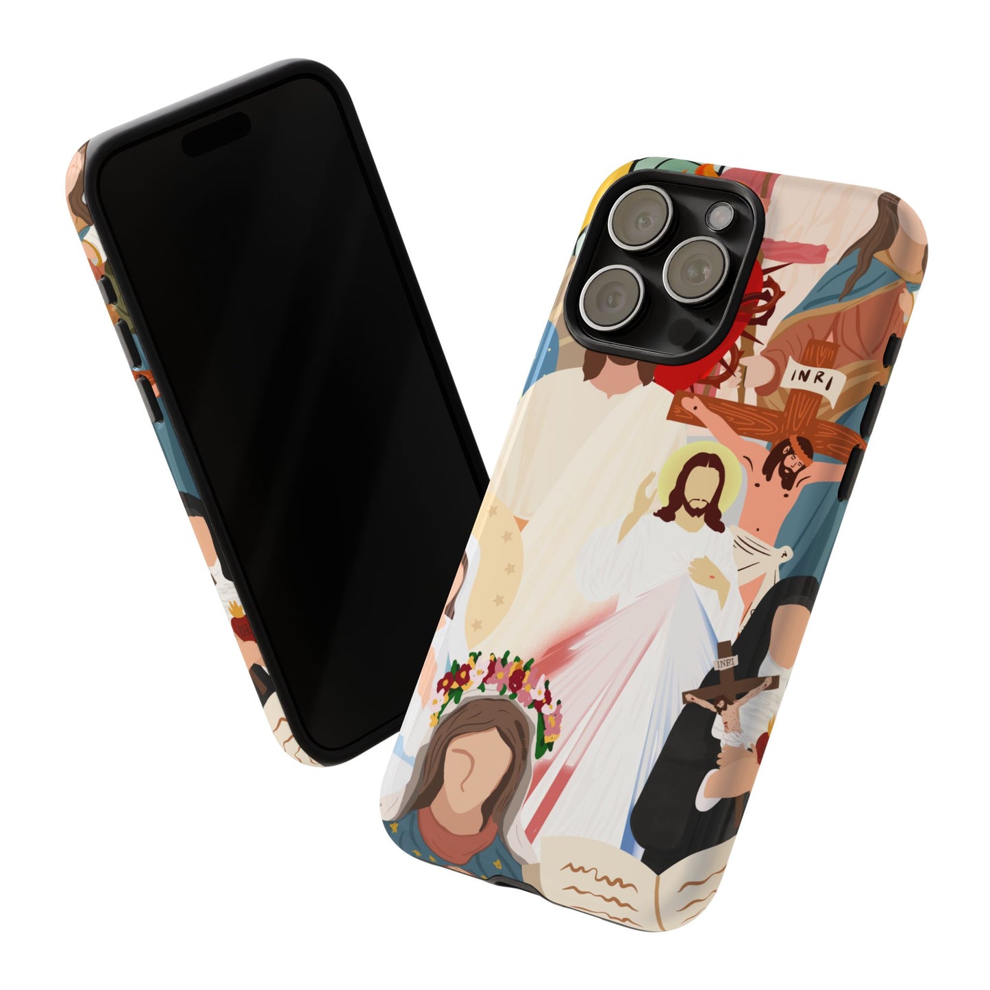 Vibrant Phone Case with Religious Art, Faith-Inspired Design