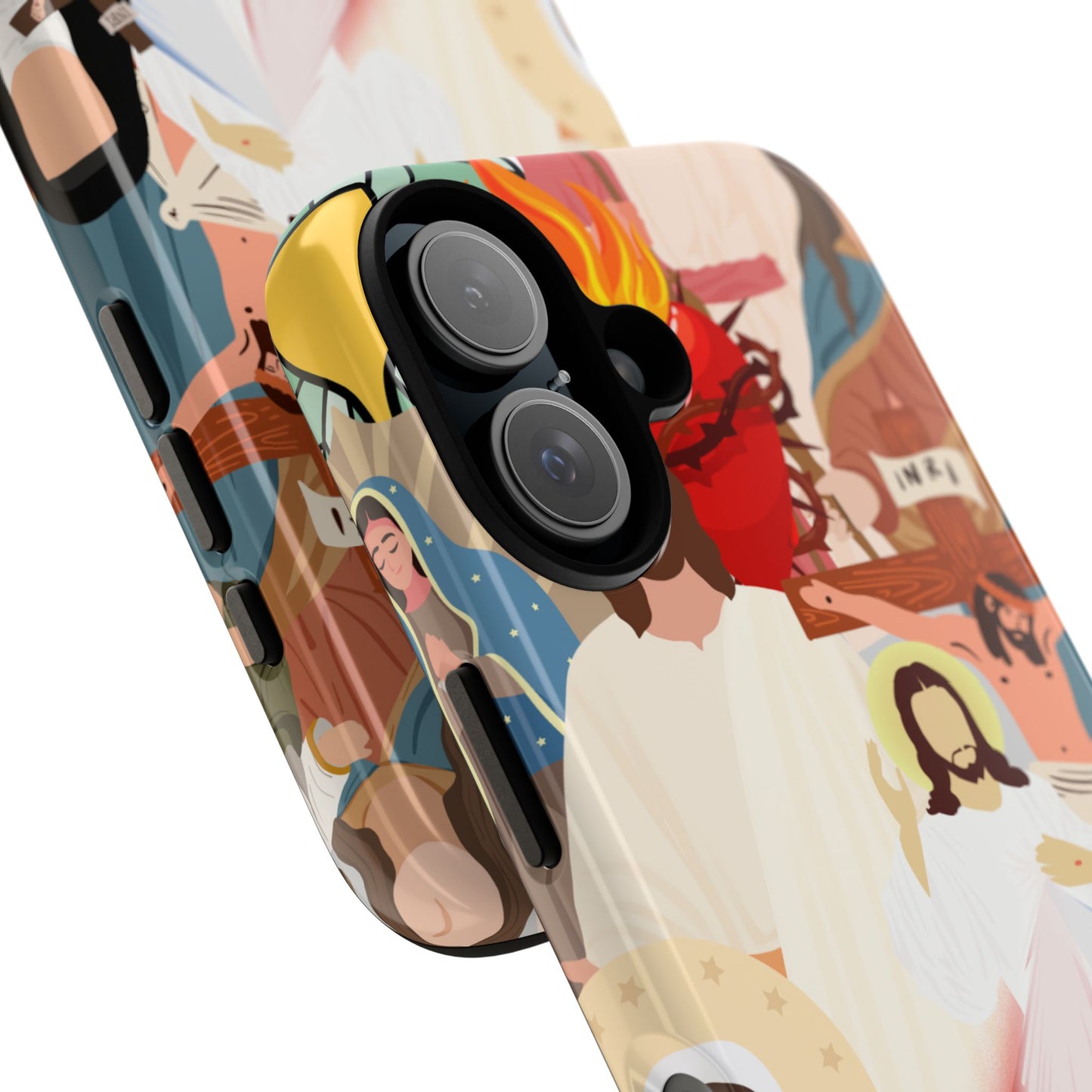 Vibrant Phone Case with Religious Art, Faith-Inspired Design
