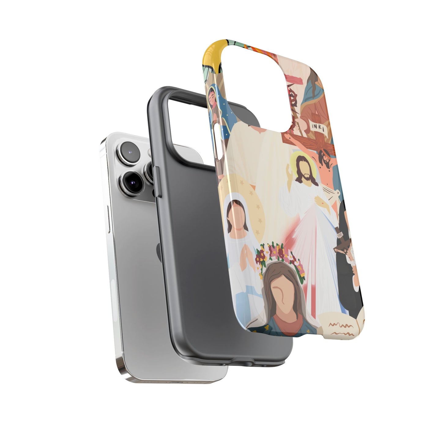 Vibrant Phone Case with Religious Art, Faith-Inspired Design
