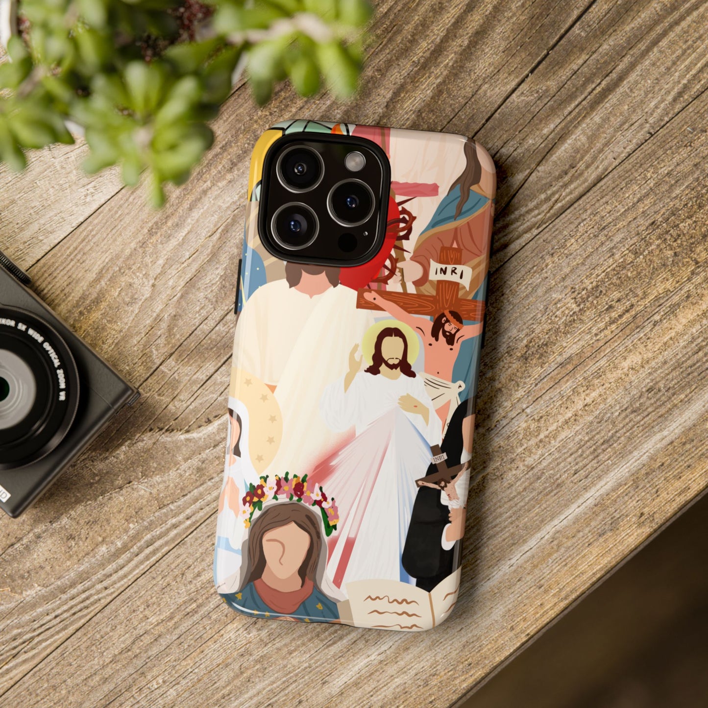 Vibrant Phone Case with Religious Art, Faith-Inspired Design