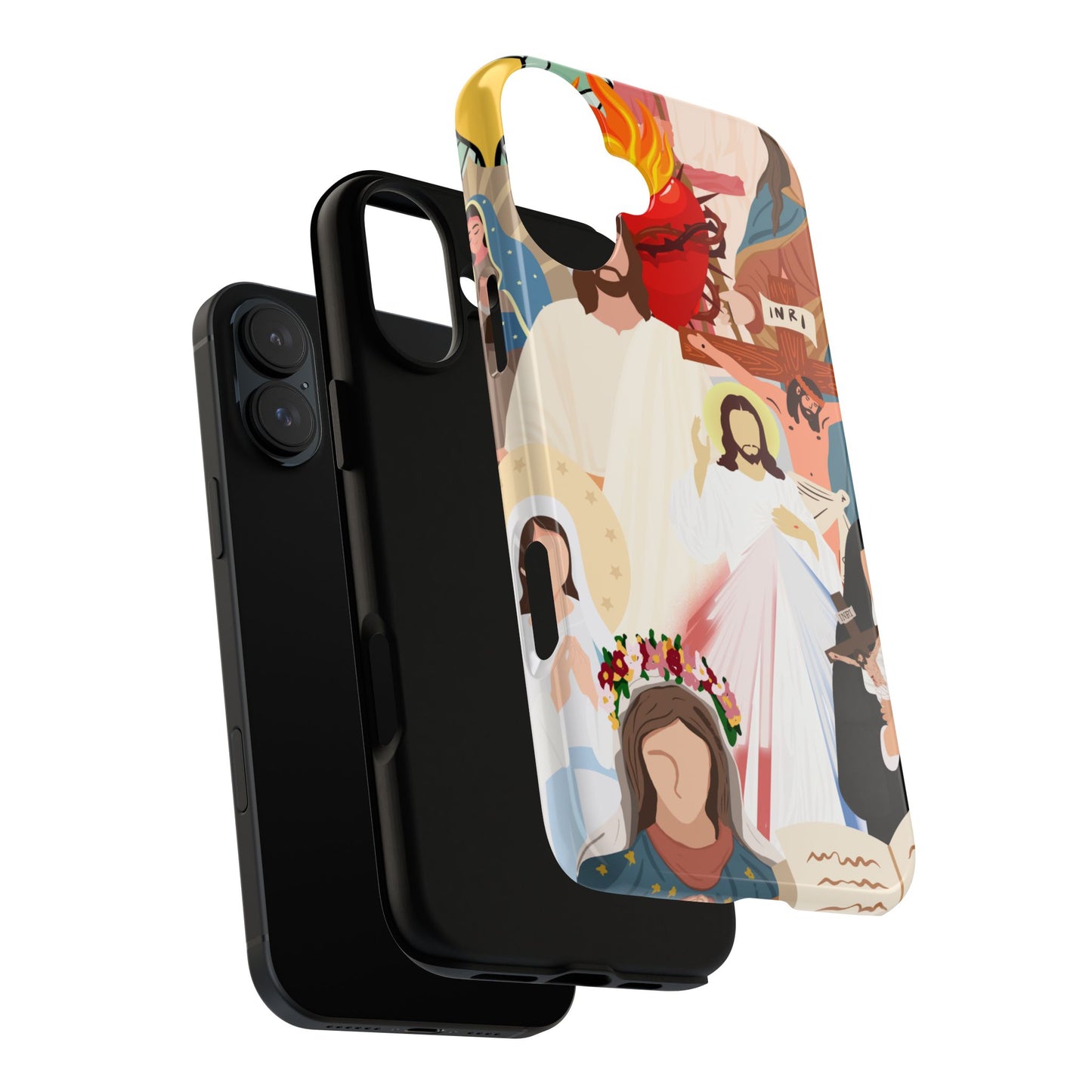 Vibrant Phone Case with Religious Art, Faith-Inspired Design