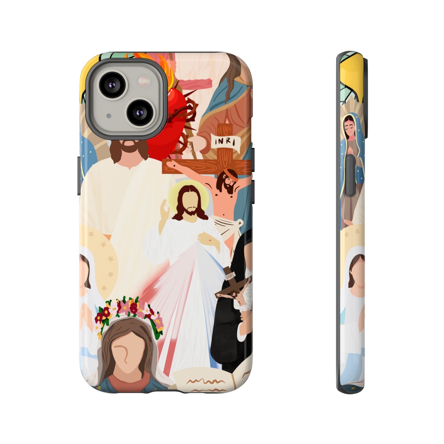Vibrant Phone Case with Religious Art, Faith-Inspired Design