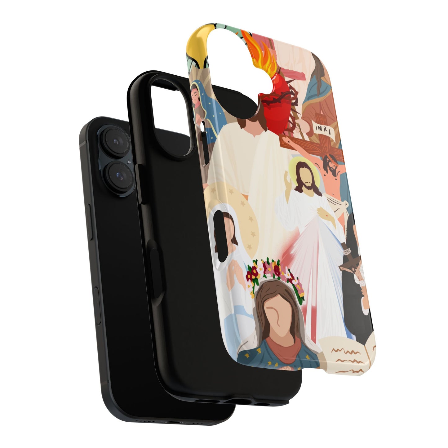 Vibrant Phone Case with Religious Art, Faith-Inspired Design