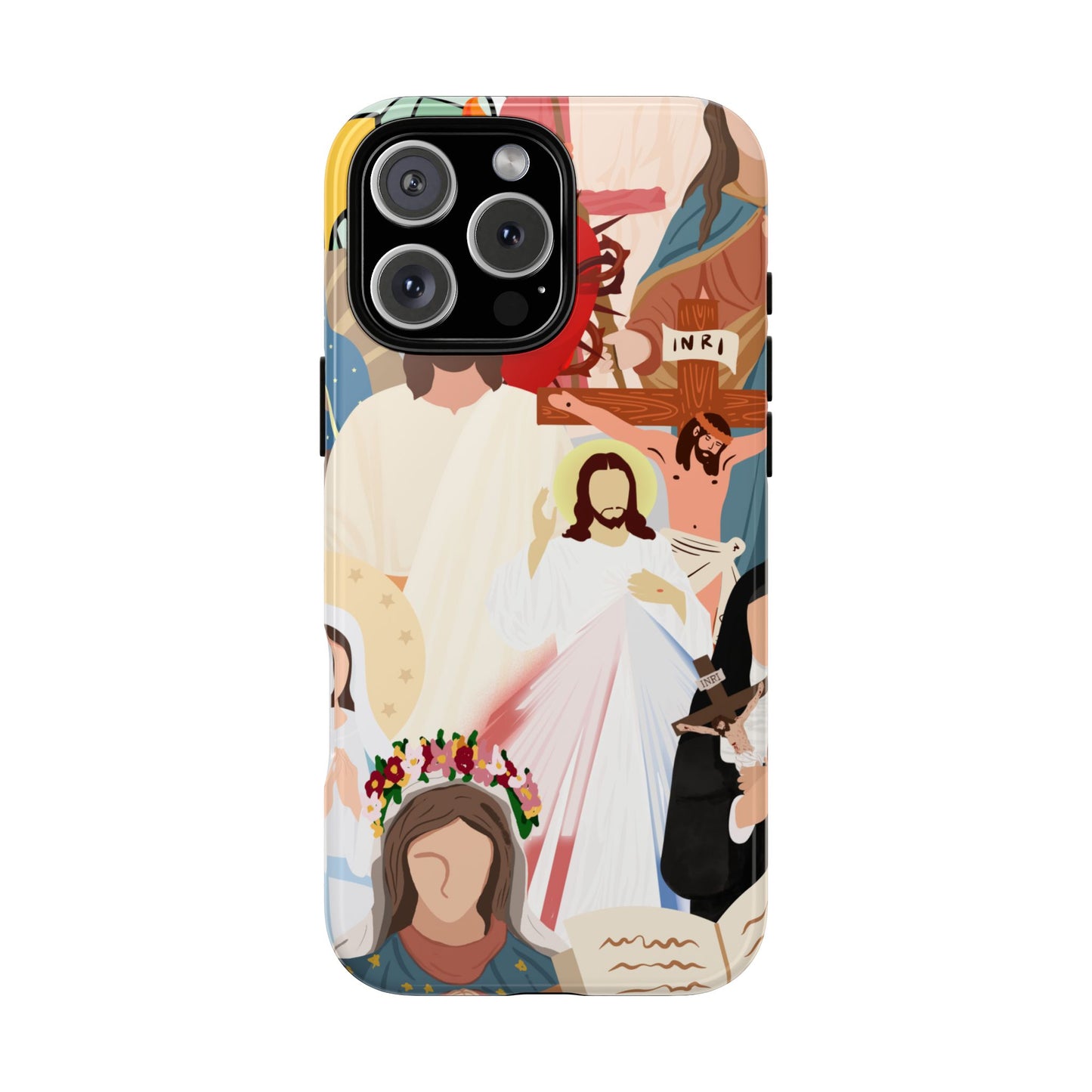 Vibrant Phone Case with Religious Art, Faith-Inspired Design