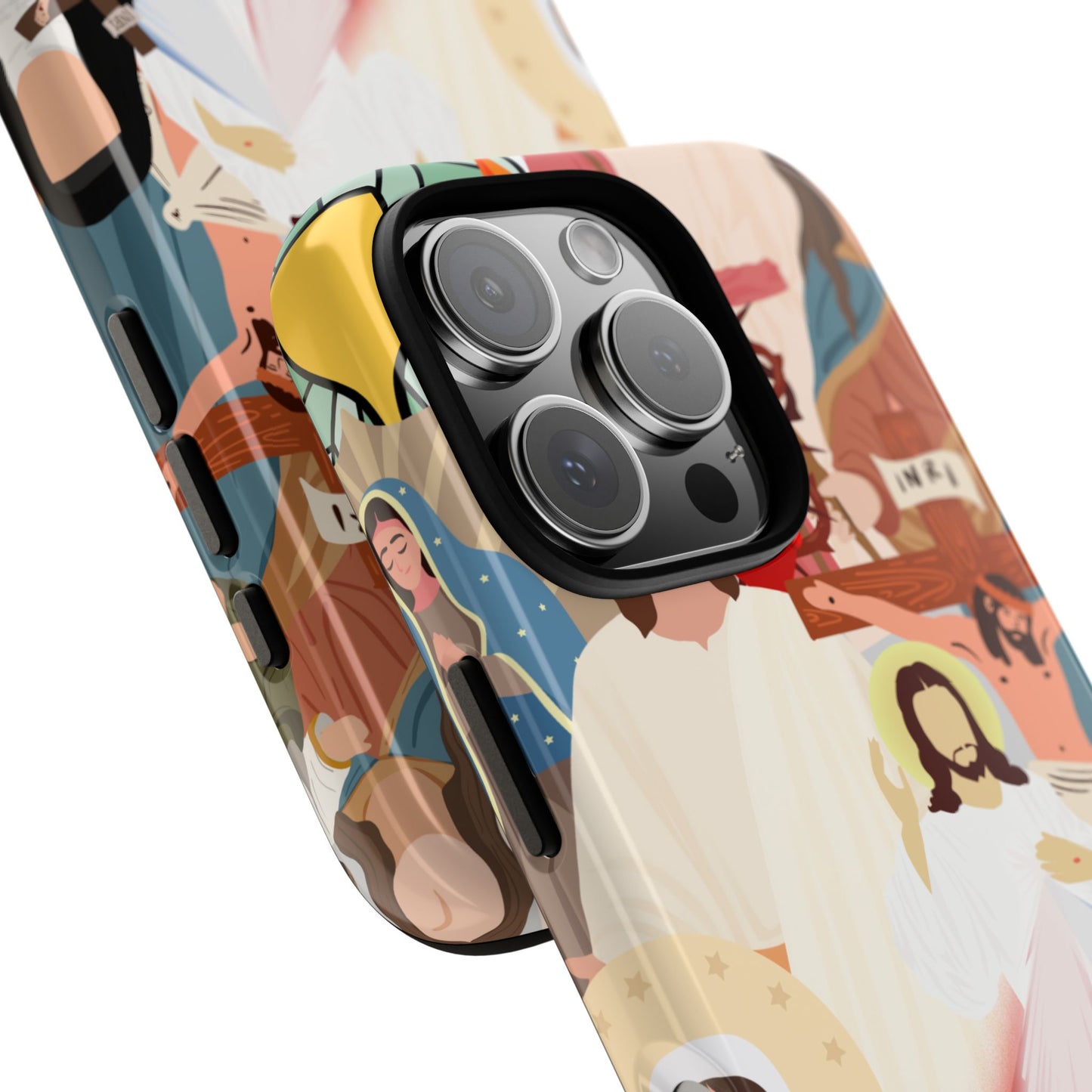 Vibrant Phone Case with Religious Art, Faith-Inspired Design