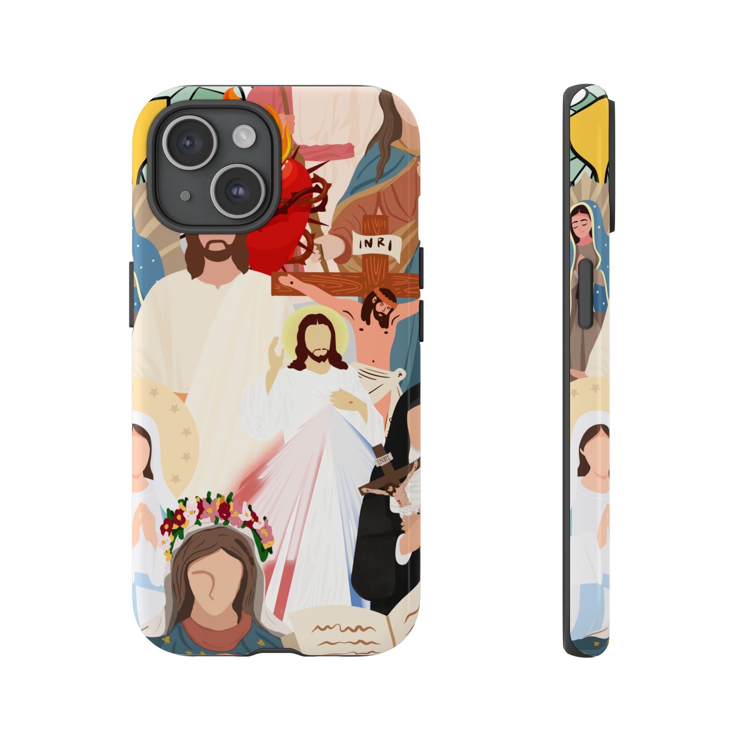 Vibrant Phone Case with Religious Art, Faith-Inspired Design