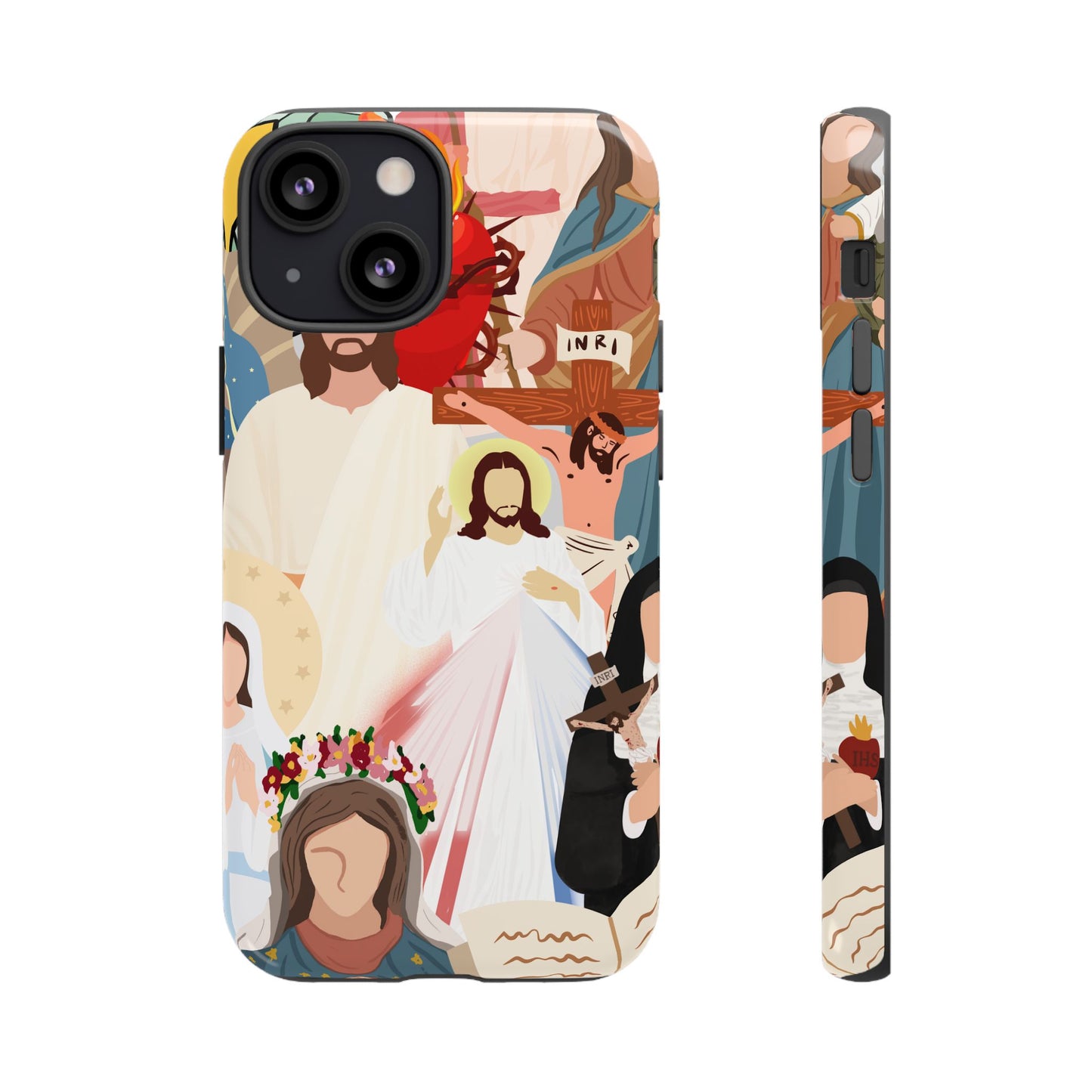 Vibrant Phone Case with Religious Art, Faith-Inspired Design