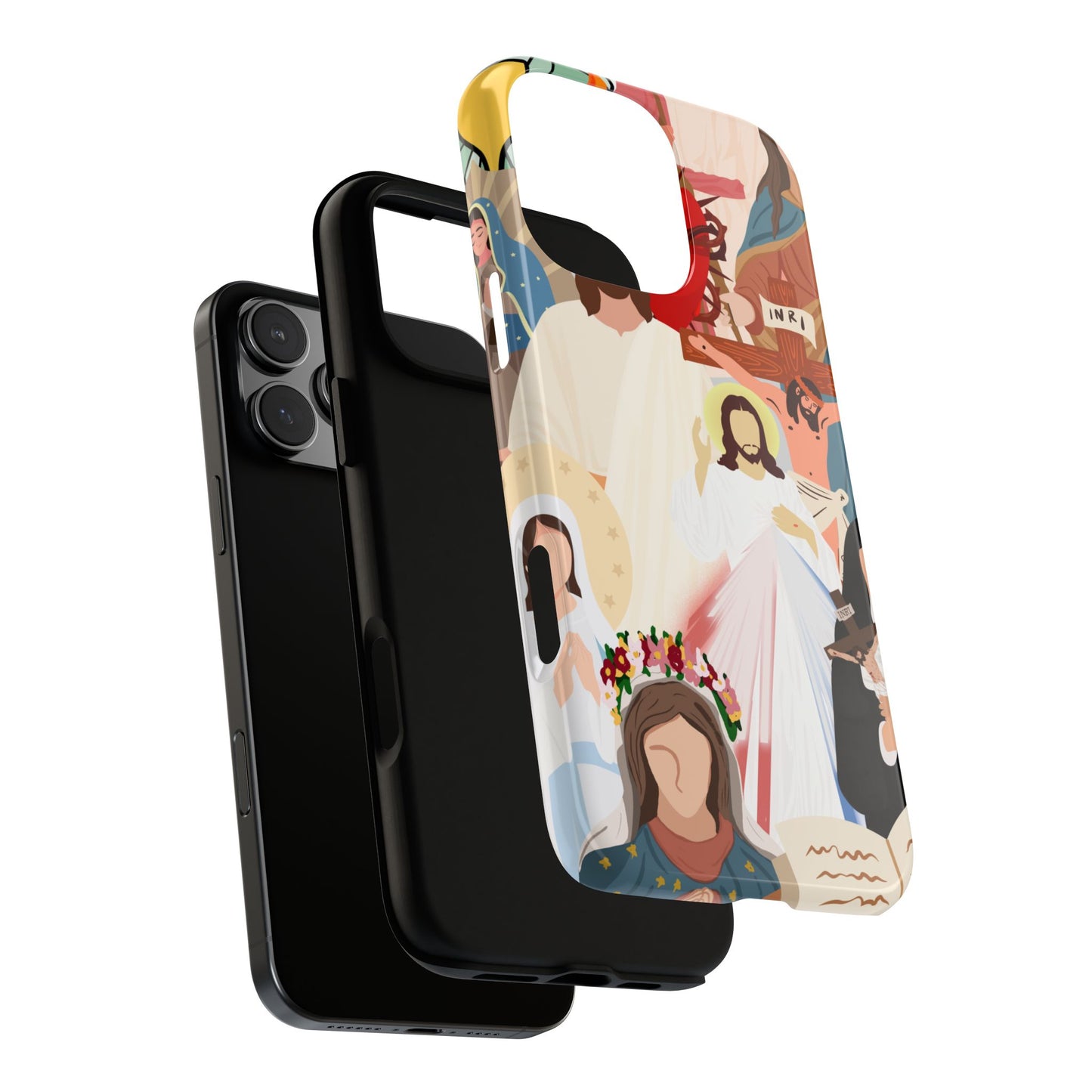 Vibrant Phone Case with Religious Art, Faith-Inspired Design