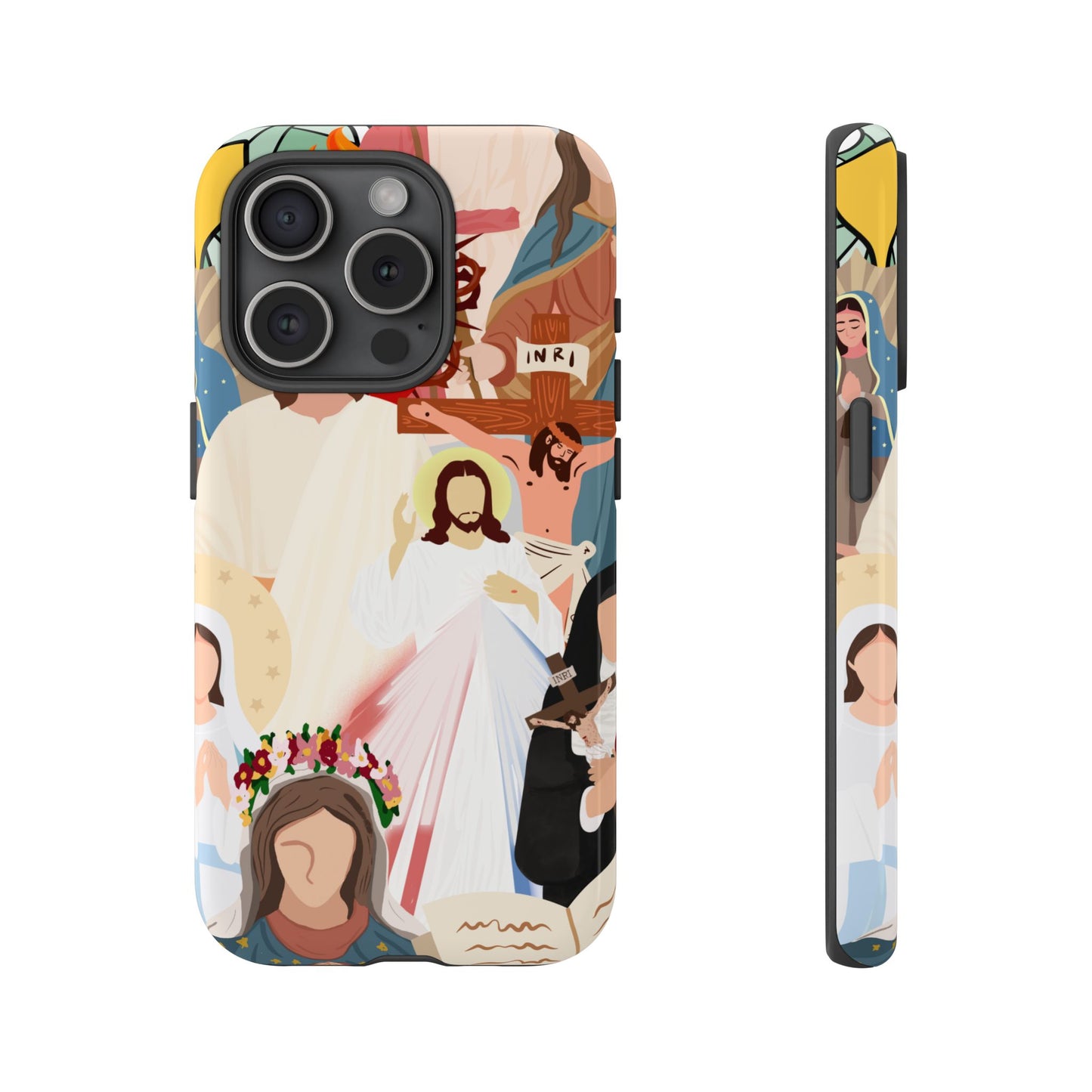 Vibrant Phone Case with Religious Art, Faith-Inspired Design