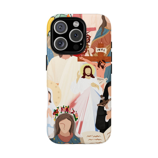 Vibrant Phone Case with Religious Art, Faith-Inspired Design