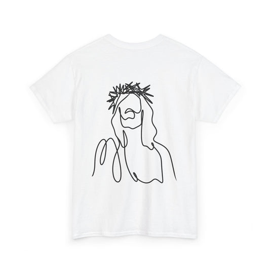 Minimalist Jesus Line Art T-Shirt – John 15:13 Crown of Thorns Design