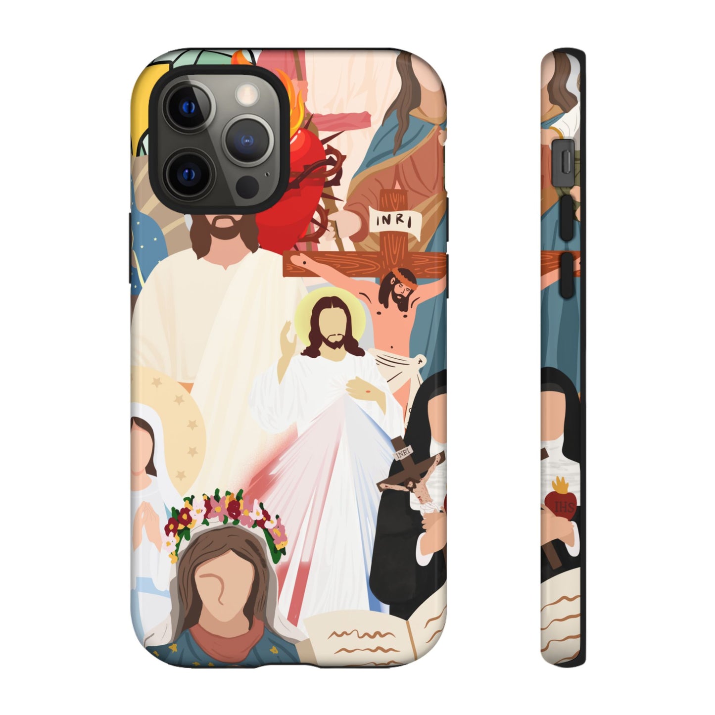Vibrant Phone Case with Religious Art, Faith-Inspired Design