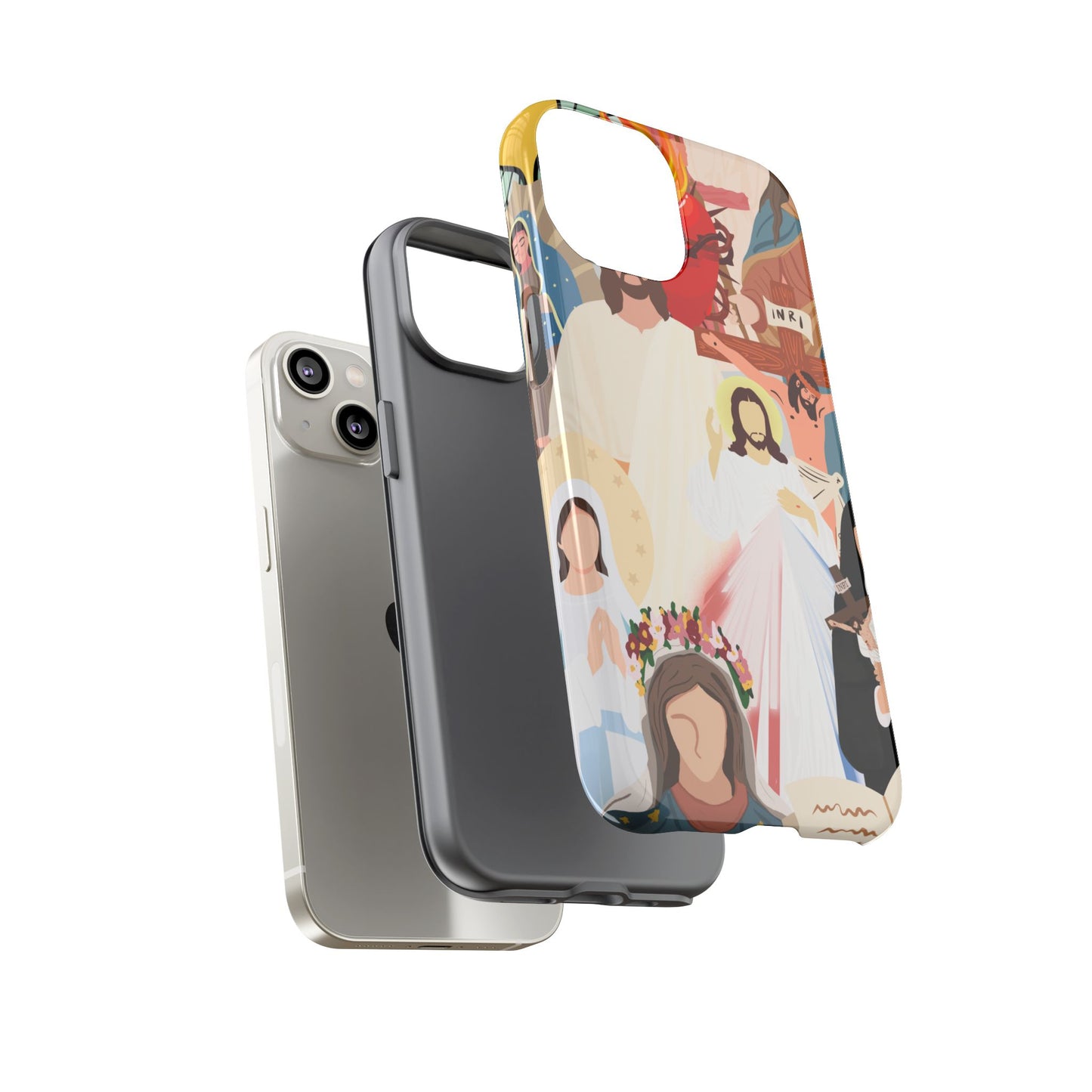 Vibrant Phone Case with Religious Art, Faith-Inspired Design