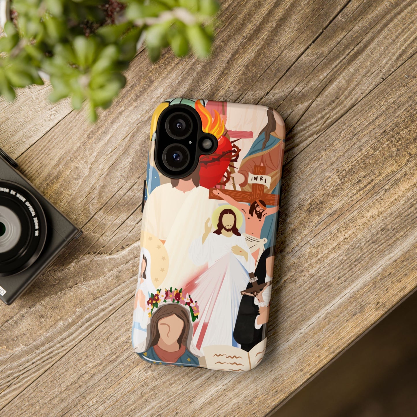 Vibrant Phone Case with Religious Art, Faith-Inspired Design