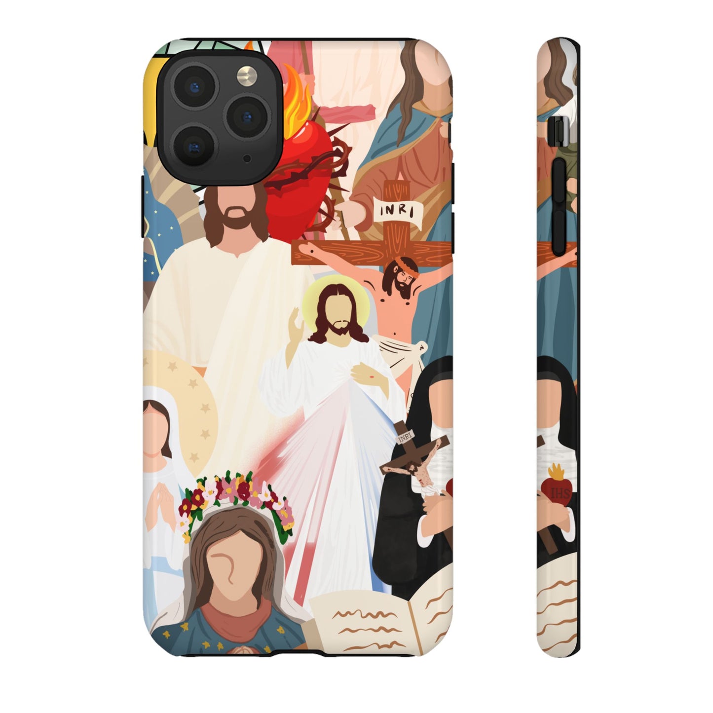 Vibrant Phone Case with Religious Art, Faith-Inspired Design