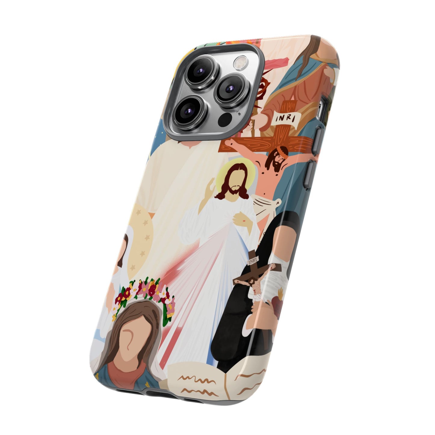 Vibrant Phone Case with Religious Art, Faith-Inspired Design