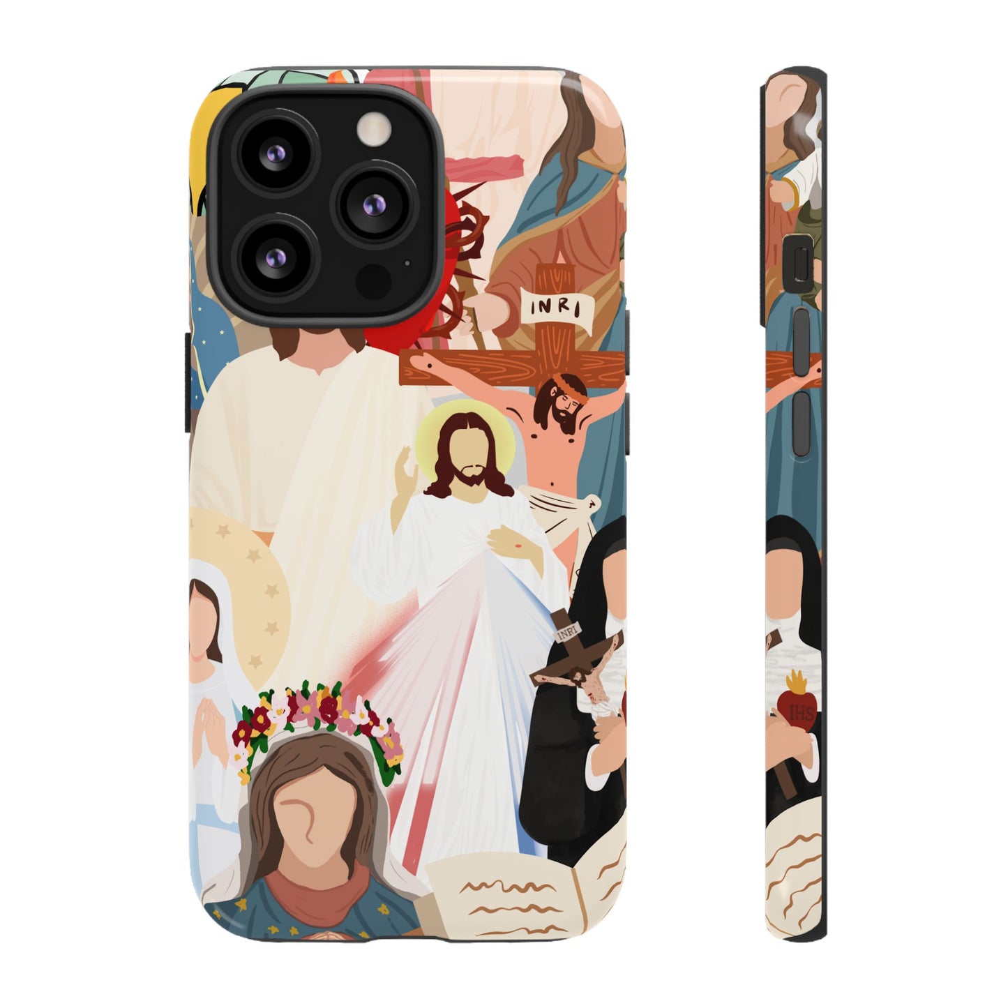 Vibrant Phone Case with Religious Art, Faith-Inspired Design