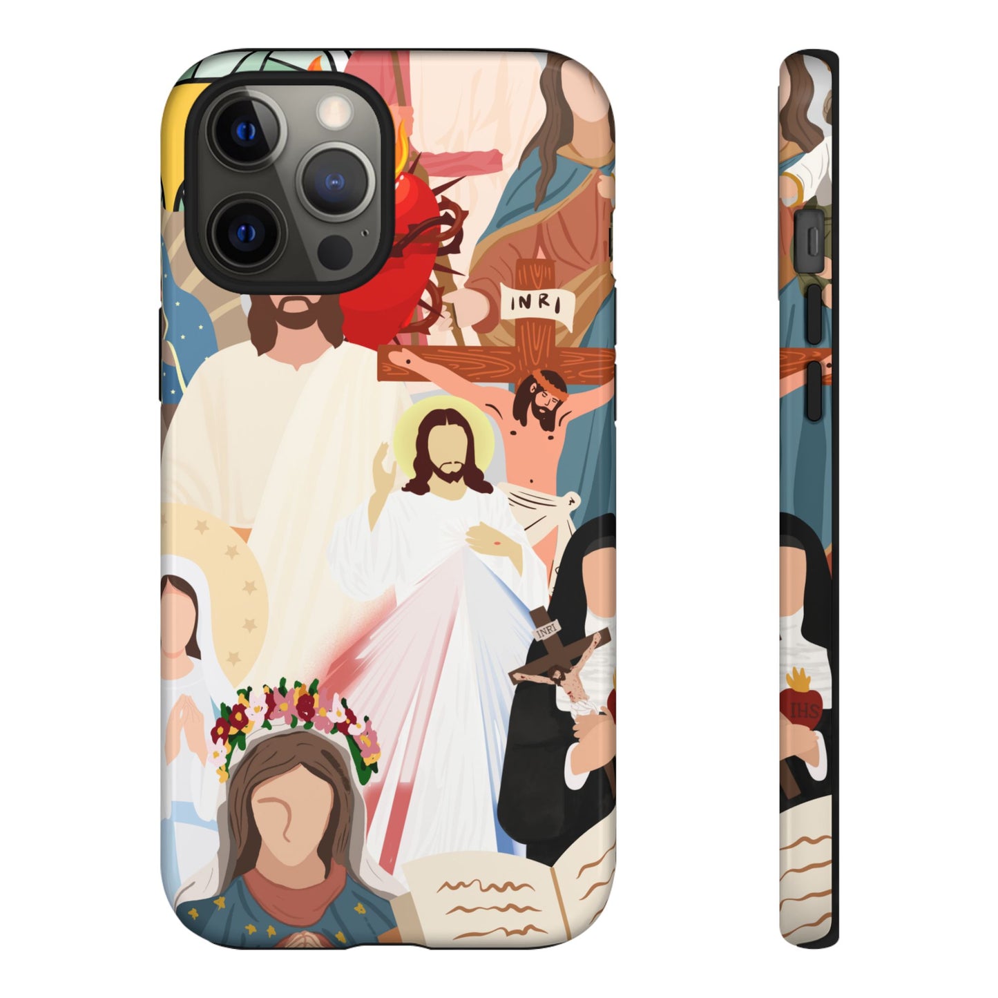 Vibrant Phone Case with Religious Art, Faith-Inspired Design